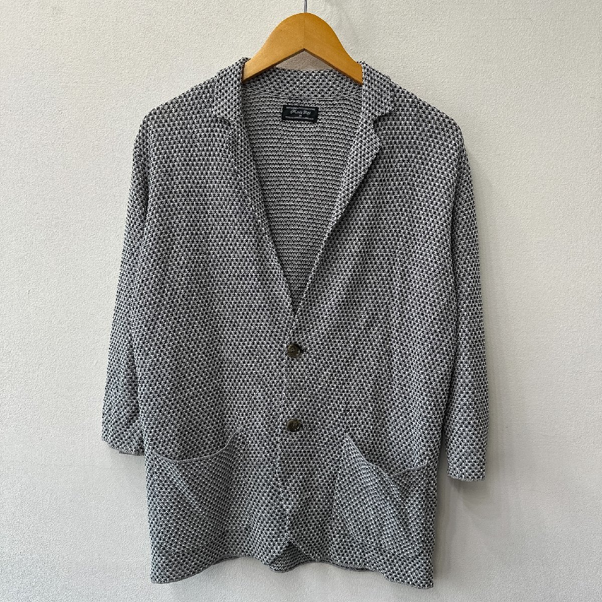 Men's Bigi メンズビギ 総柄 ニット テーラードジャケット カーディガン サイズM /グレー系 メンズ レーヨン 羽織り