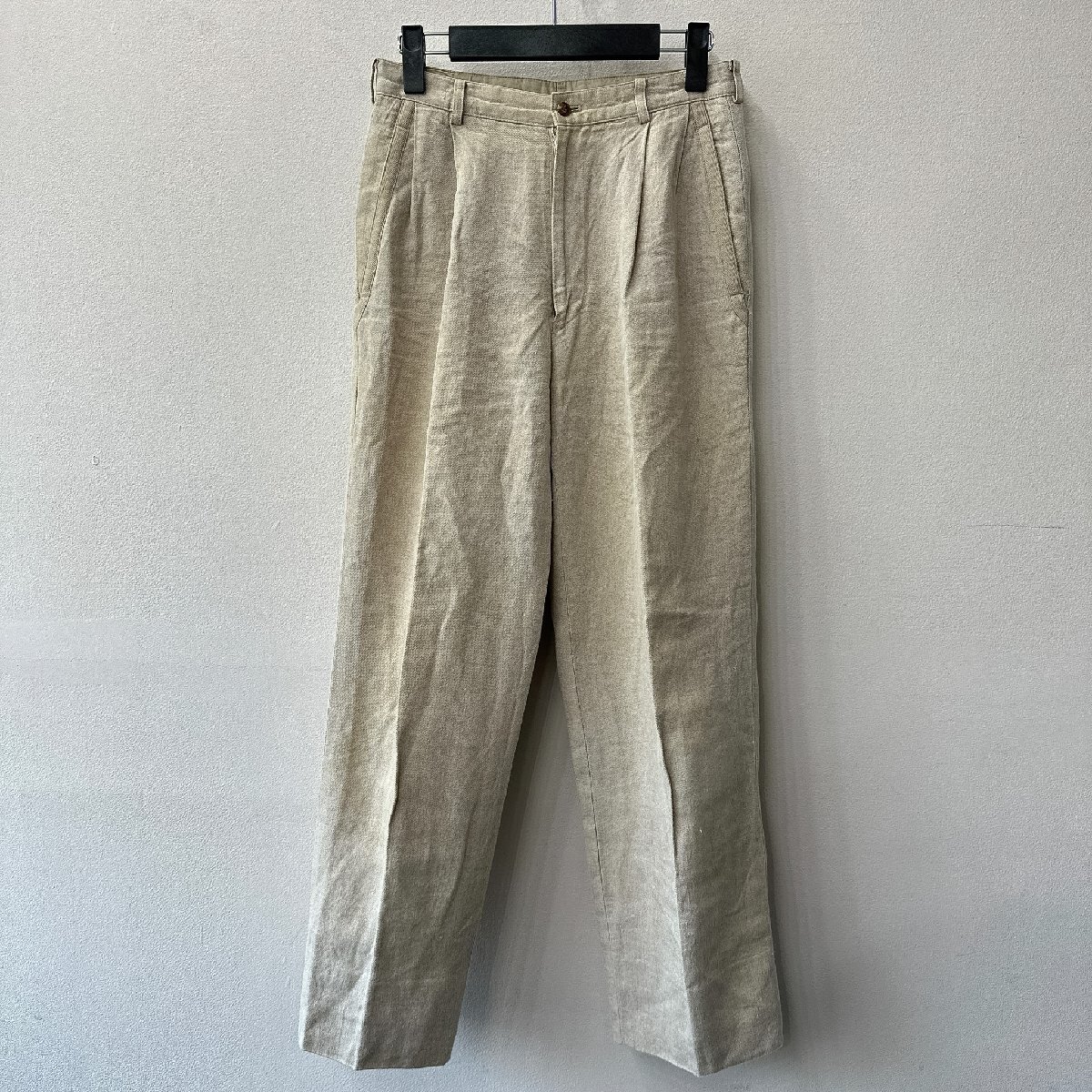 Papas パパス 麻 リネン ツータック スラックス パンツ サイズ 44 /ベージュ系 メンズ トラウザー 春夏