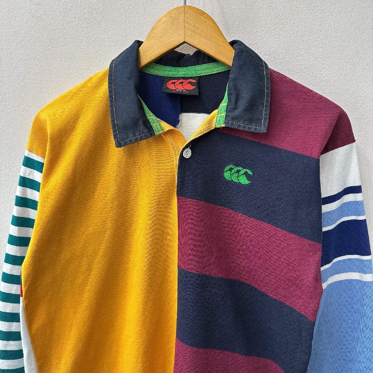 canterbury カンタベリー クレイジーパターン 長袖 ラガーシャツ ポロシャツ サイズ M /マルチカラー系 メンズ ラグビー スポーツ