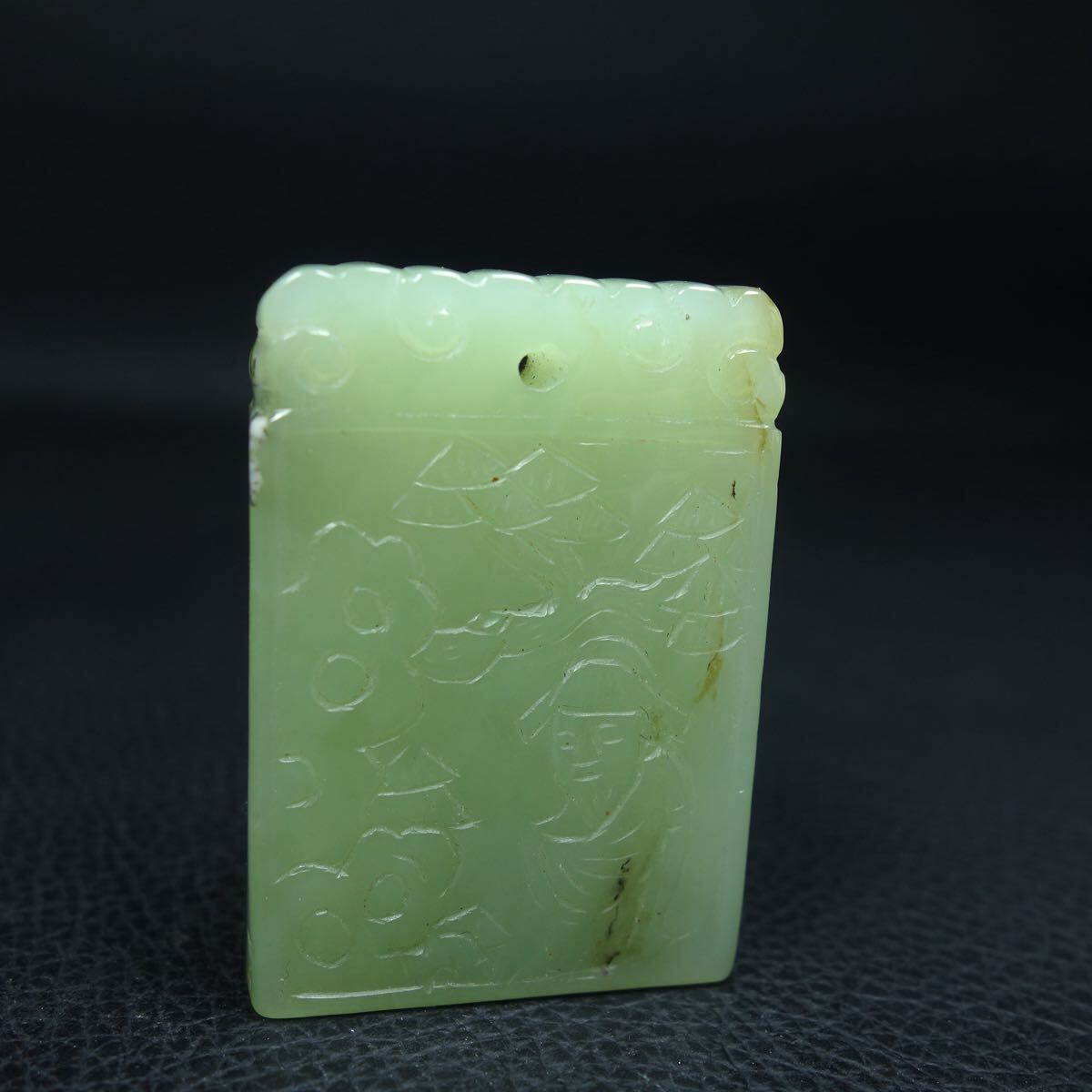 清時代 和田玉 T人物彫刻 ペンダントトップ 玉牌 白玉 古美術 骨董品 縁起物 遺品整理 旧家蔵出し
