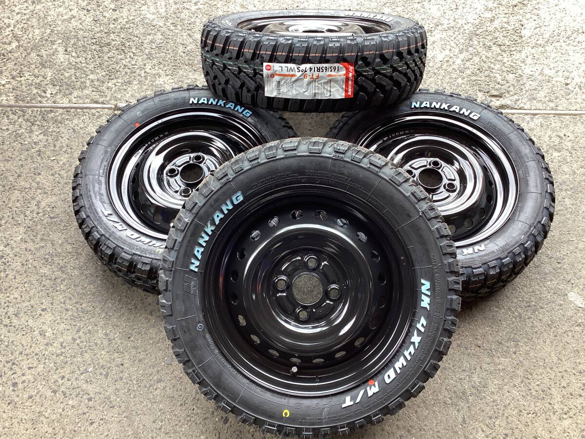 M9649 軽トラック 軽バン のアゲトラ仕様に！ホンダ純正14インチスチール＆165/65R14 ナンカン FT-9 未使用 マッドタイヤ 4本