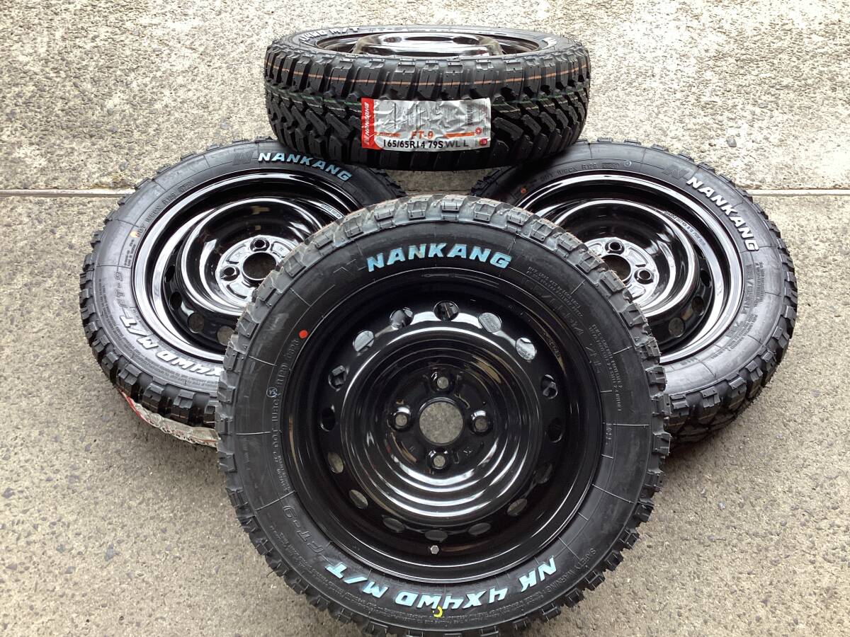 M9650 軽トラック 軽バン のアゲトラ仕様に！トヨタ純正14インチスチール＆165/65R14 ナンカン FT-9 未使用 マッドタイヤ 4本