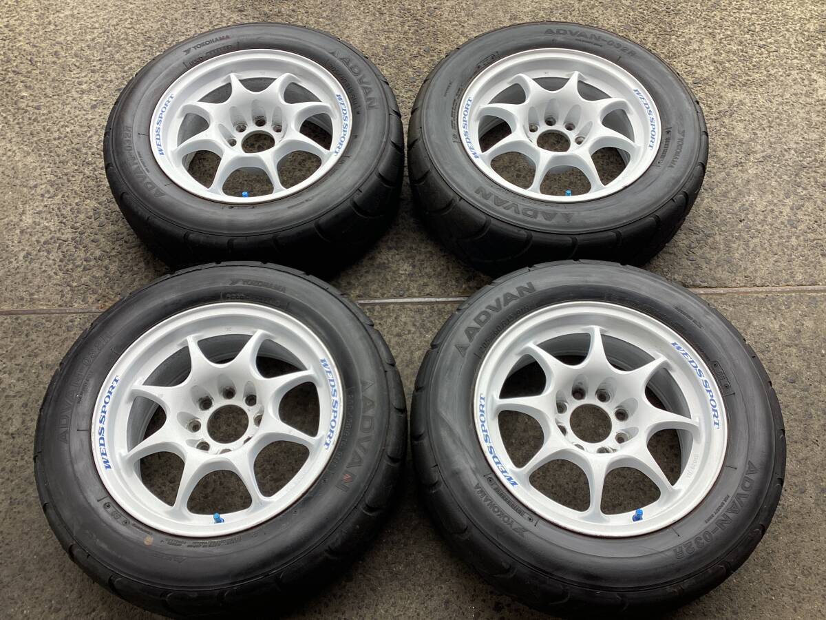 M9670 蔵出し！ S13 RS13 用 Weds sport TC-05 6.5J +15 114.3 4H 15インチアルミ＆205/60R15 ADVAN A-032R セミスリックタイヤ4本組☆彡