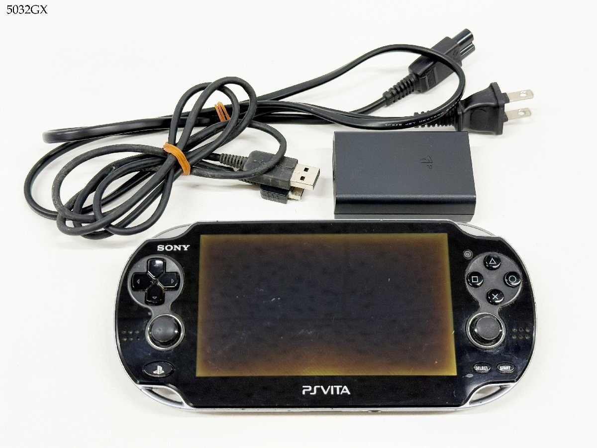 通電OK SONY ソニー PSVITA プレーステーション ヴィータ PCH-1100 ブラック 黒 ゲーム機器 コード付き 5032GX-3