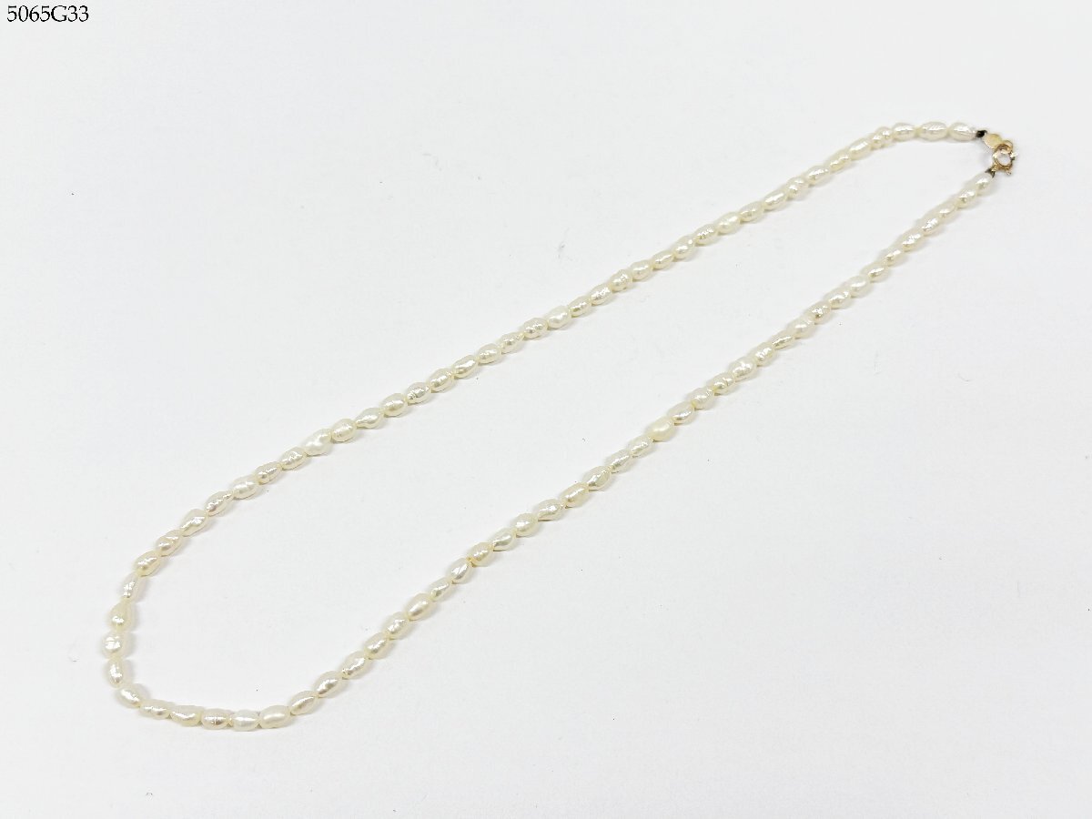 送料無料 淡水パール 真珠 ネックレス 留め具 14K 刻印 直径 約3.4mm-3.8mm 長さ 約40cm 重量 約7.31g レディース アクセサリー 5065G33-20