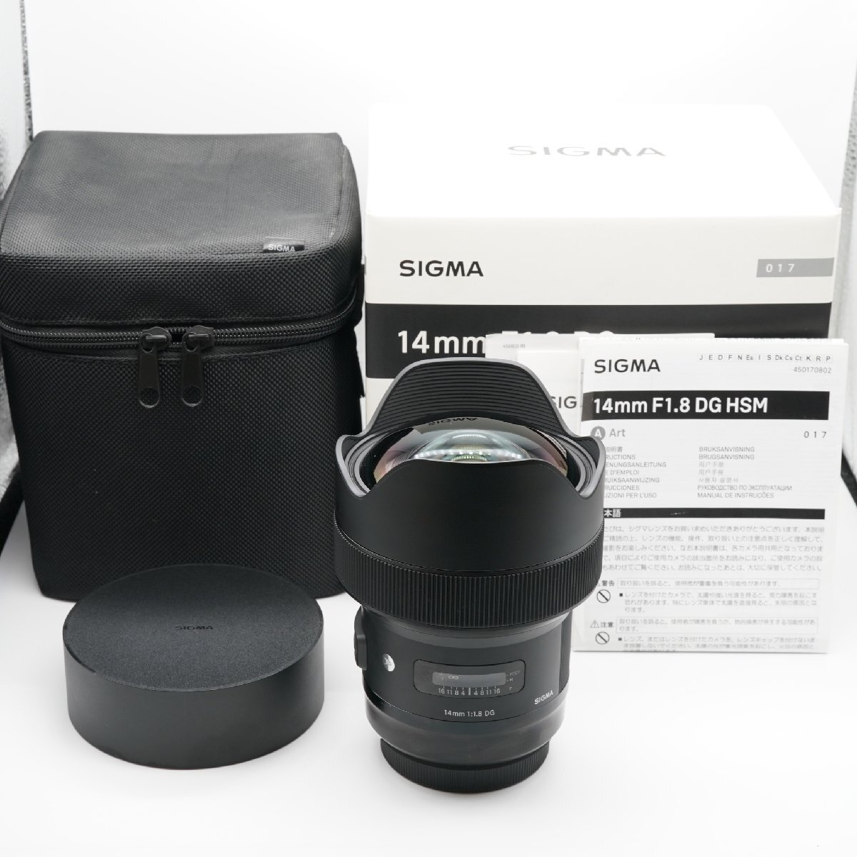 新品級 SIGMA シグマ 14mm F1.8 DG HSM Art キヤノン EFマウント あると嬉しい元箱・取説・純正ソフトケース（汚れあり）付！
