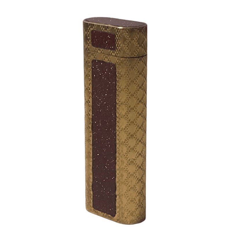 ■【買取まねきや】Cartier カルティエ オーバル ガスライター 金粉風 ラメ柄 ブラウン×ゴールドカラー 着火未確認 重量約75.44g 計1点■
