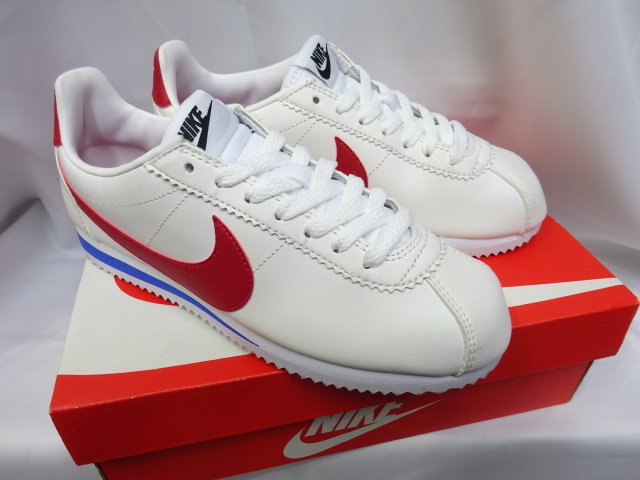 2017年 NIKE WMNS CLASSIC CORTEZ LEATHER 24cm ナイキ レザー コルテッツ ホワイトｘレッド スニーカー ウィメンズ レディースモデル 白赤