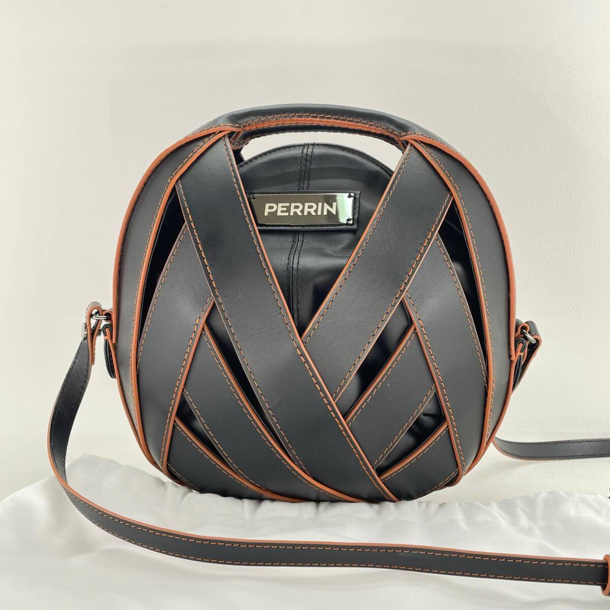 PERRIN PARIS ペランパリ ショルダーバッグ ル プチ パニエ LE PETIT PANIER ブラック レザー 2WAYショルダーバッグ ◆2004