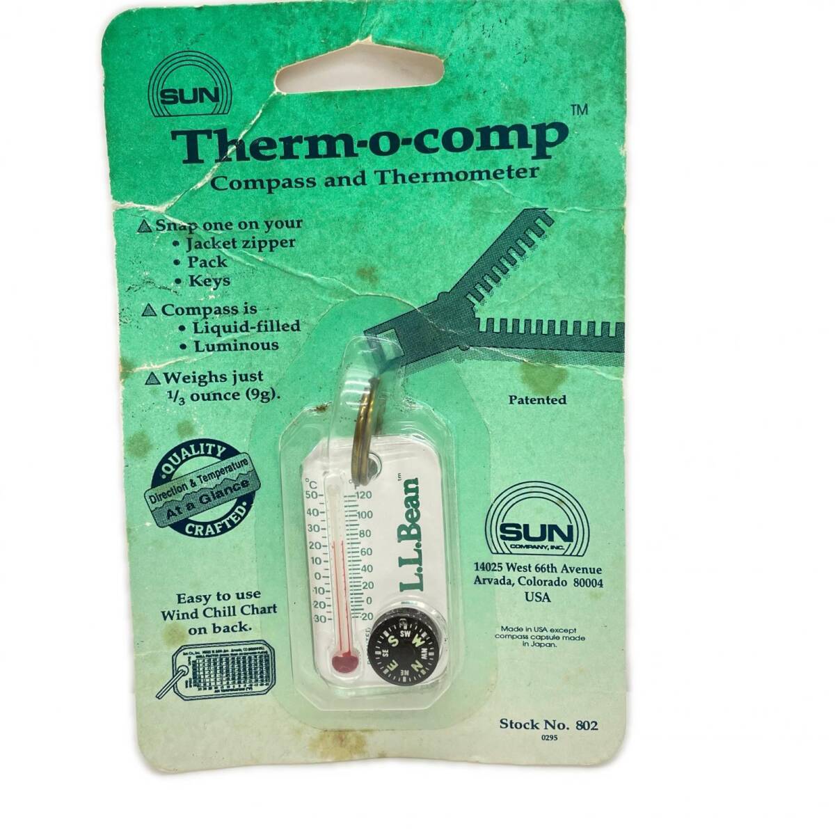 【未使用品】 L.L.Bean エルエルビーン THERM-O-COMP アウトドア 温度計&コンパス キーホルダー ◆2011