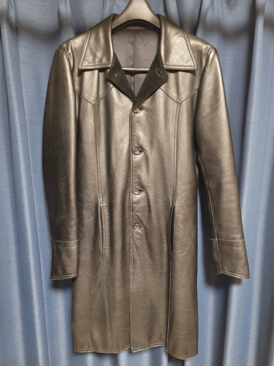 超絶美シルエット！5351牛革レザーロングコートsize2(検索用)バックラッシュバックボーン レザージャケット マトリックス