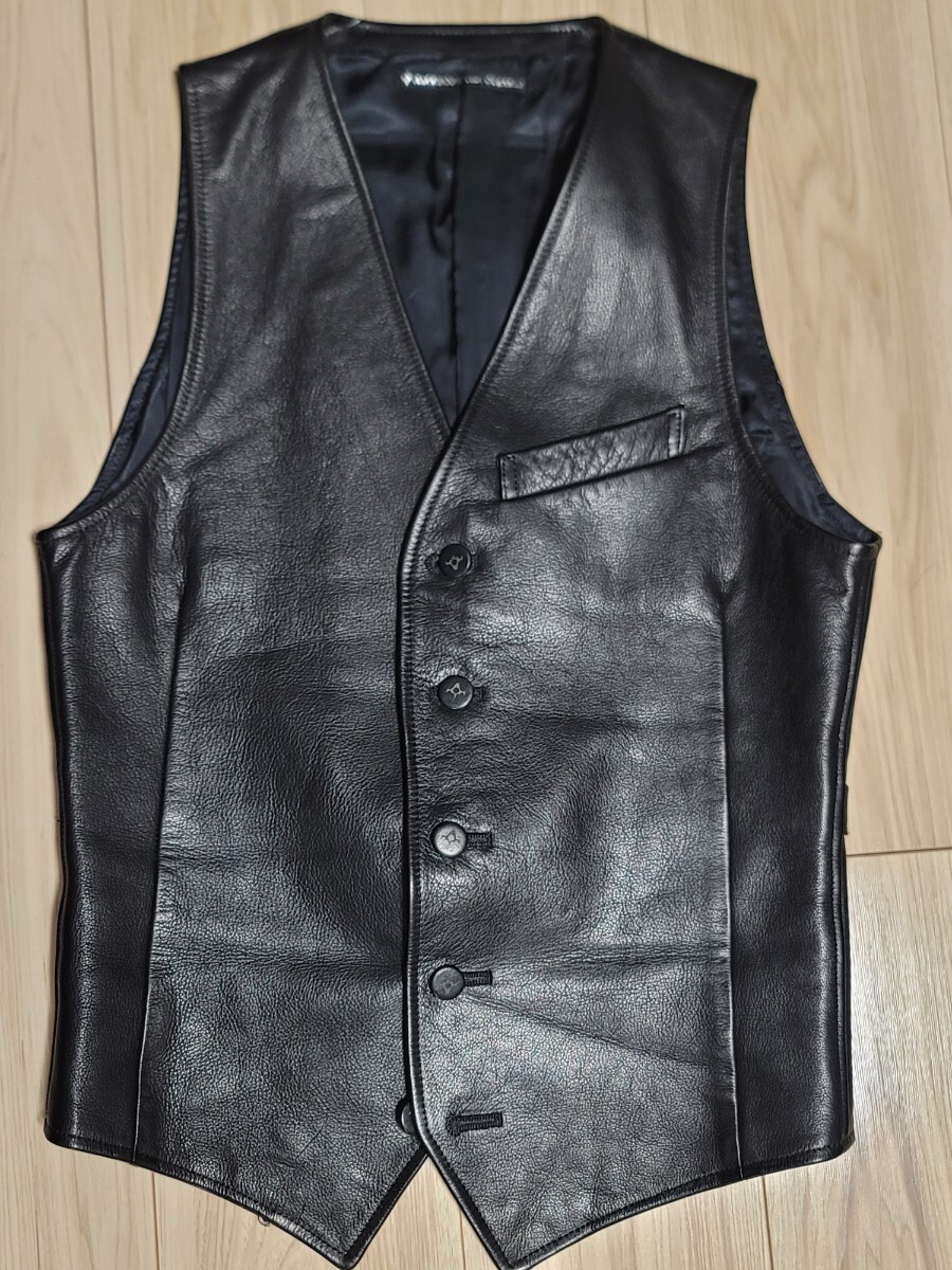 極美品バックボーンカウレザーベストsizeS(検索用)バックラッシュアタッチメントレザージャケット 質問欄から値下げ交渉大歓迎