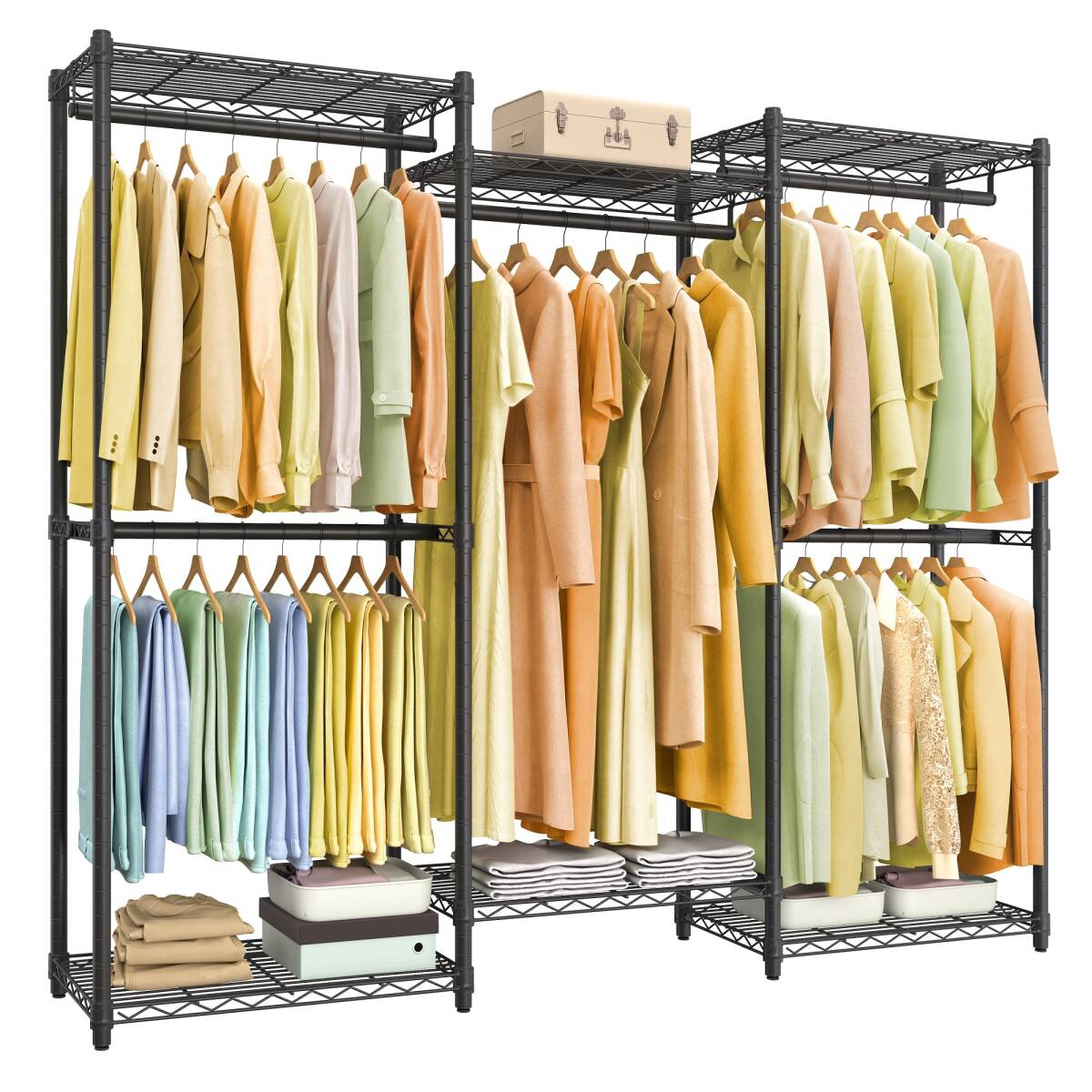 SONGMICS ハンガーラック 頑丈 大容量洋服かけ 耐荷重233kg 幅174.4cm 衣装収納 パイプハンガー 服かけスタン