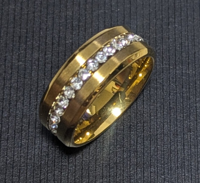 1円スタート！ゴールドカラー ストーン付きリング 指輪 18金メッキ アクセサリー 21号 