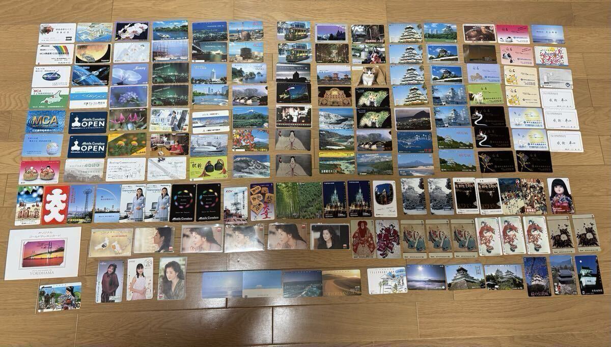 【未使用品】 テレホンカード まとめ売り 50度140枚　100度1枚 105度11枚　宮沢りえ　石原さとみ 吉永小百合 城 ゴールドテレカなど　J-991