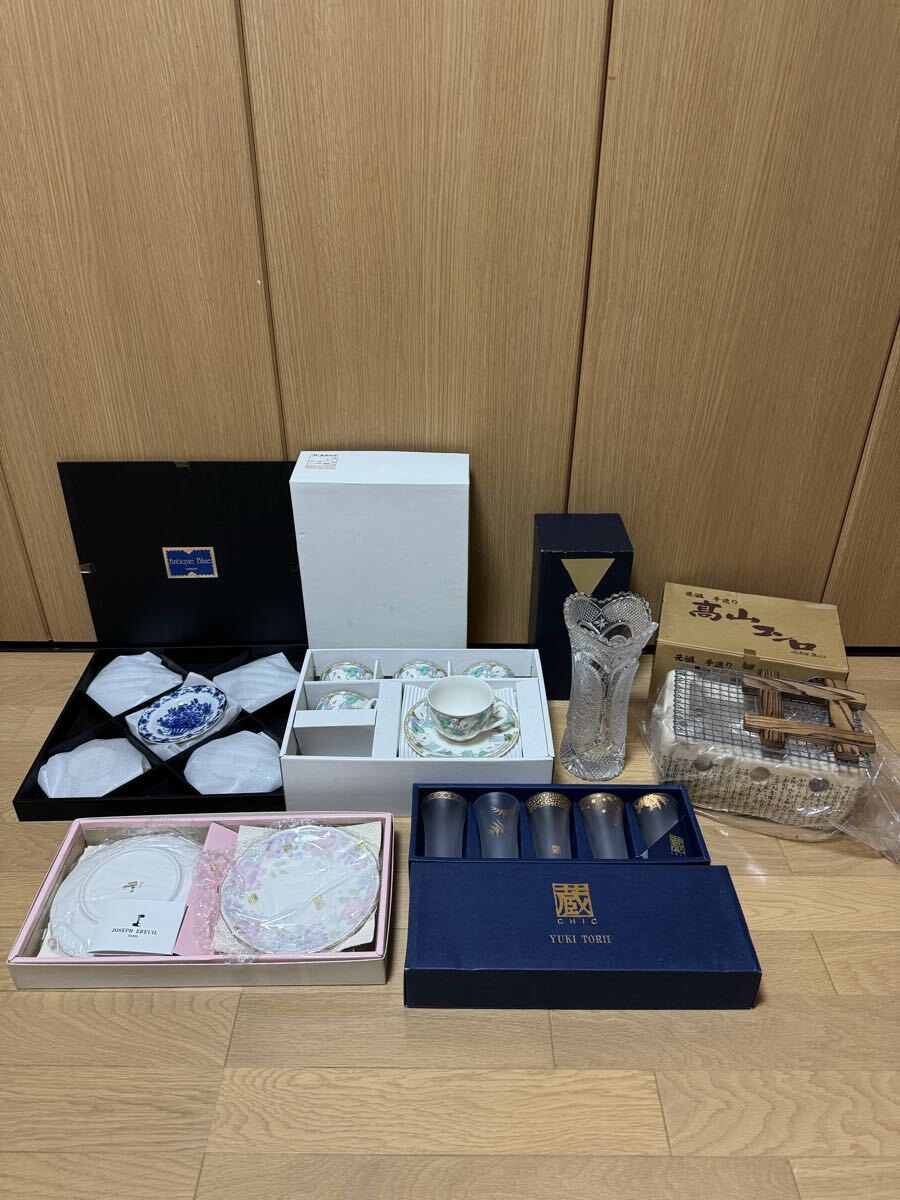 【まとめ売り】 NARUMI 小皿　JOSEPH EREUI ケーキ皿 YUKI TORII グラス Art Boxコーヒーセット 高山コンロ　KAMEI GLASS 花瓶　J-973