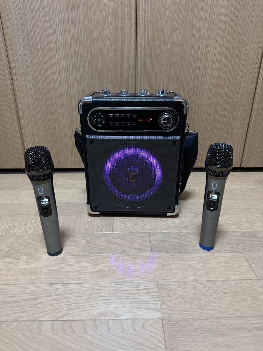 JYX-S55 ポータブルカラオケセット ワイヤレスマイク2本付き Bluetoothスピーカー J-797