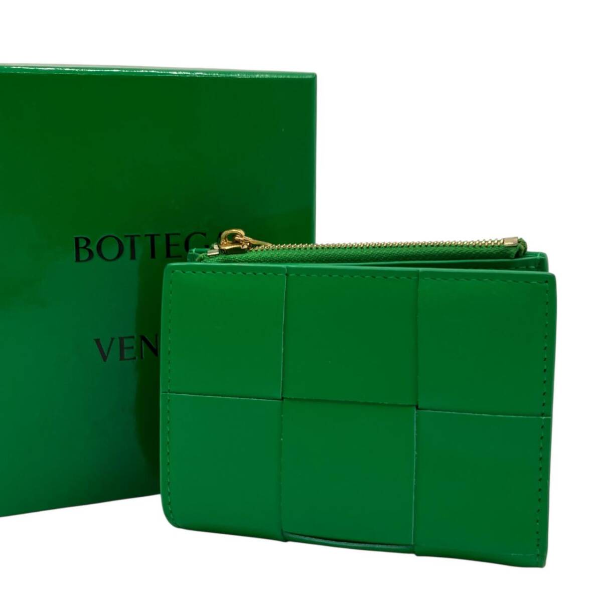 BOTTEGAVENETA ボッテガヴェネタ パデットカセット ウォレット 二つ折り財布 GD金具 グリーン