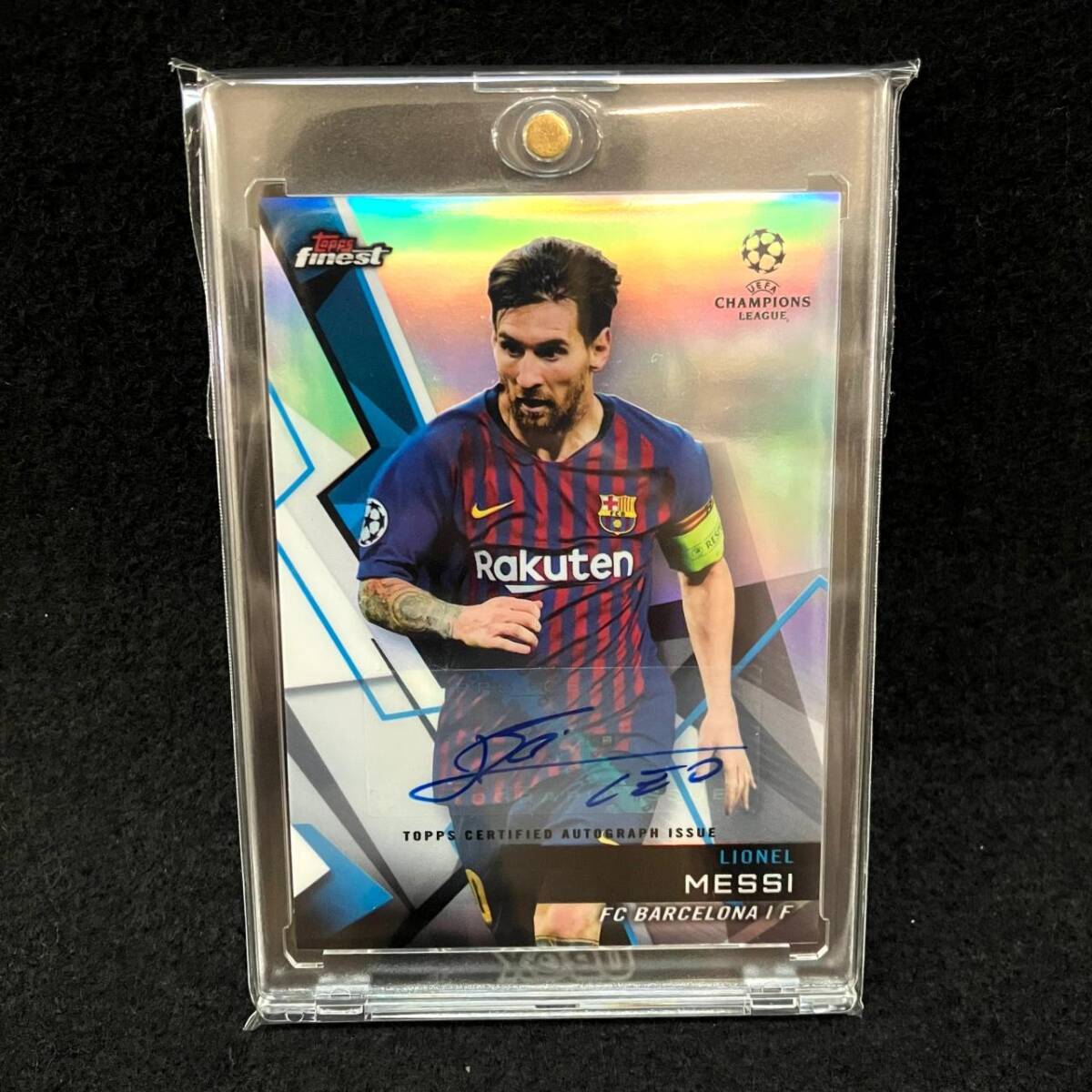 ☆リオネル・メッシ FCバルセロナ 直筆サインカード 2017/18 Topps Chrome UEFA Champions League Refractor Barcelona