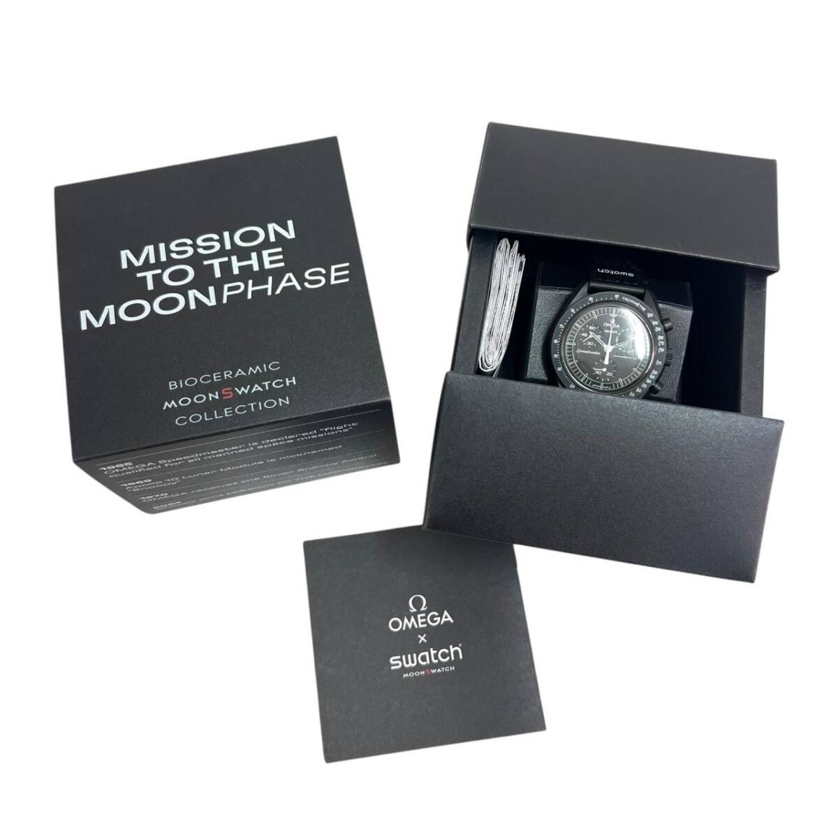 OMEGA オメガ クォーツ Swatch × Omega ムーン スウォッチ × オメガ スヌーピー スピードマスター ブラック 稼働品 腕時計 メンズ