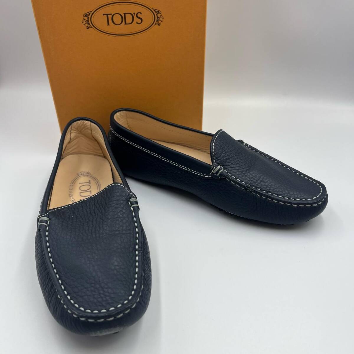 TOD’S トッズ レザー ドライビングシューズ ネイビー系 スリッポン