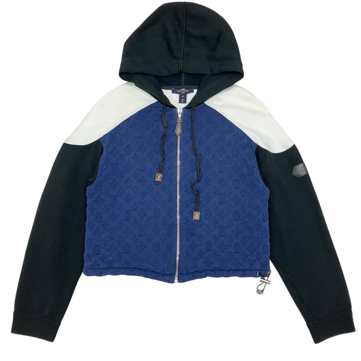 LOUIS VUITTON ルイヴィトン RW191W CA36929 ジップアップパーカー サイズ XS モノグラム 型押し パーカー ブルー系