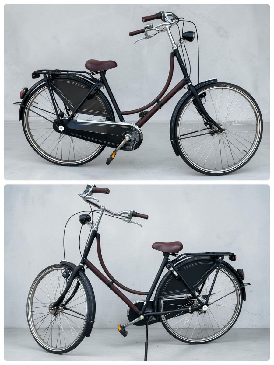【9812abf4】Hermes エルメス×Batavus バタブス 自転車 シティバイク 7段変速 28インチ ブラック×ブラウン