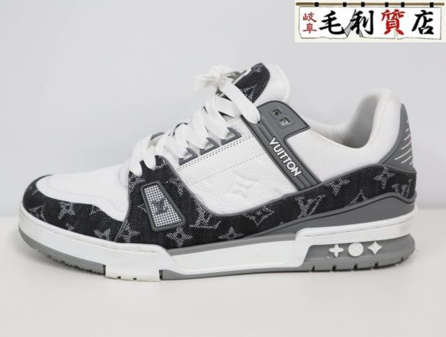 ルイヴィトン LOUIS VUITTON LV トレイナー スニーカー 1ADF5E グリ サイズ9 モノグラムデニム アンプラント 美品 【中古