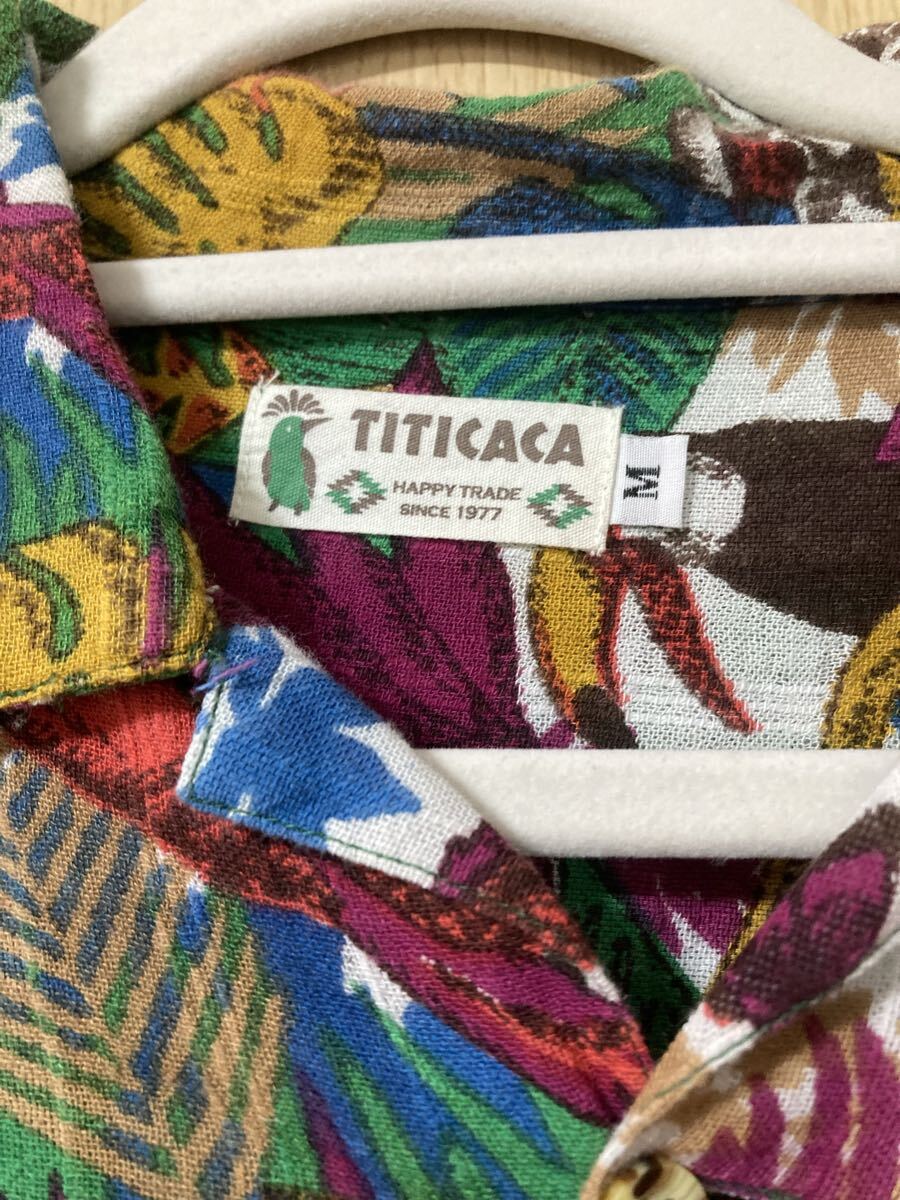 [古着]TITICACA チチカカ　アニマルシャツ　開襟シャツ　オープンカラー　柄シャツ　アニマルデザイン　Mサイズ