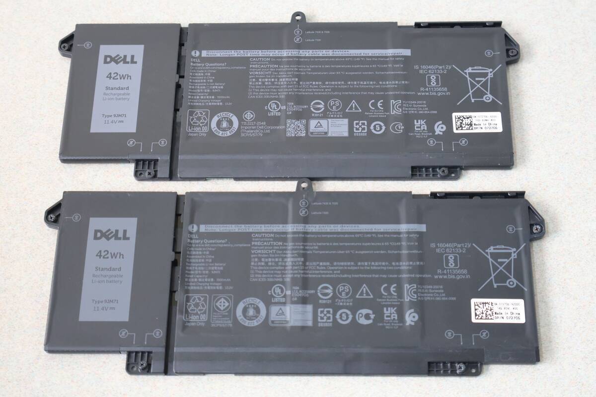 S1015(SLL) & 【2個セット】Dell 純正バッテリー 9JM71 11.4V 42Wh Latitude 5320 7320 7420 7520 対応