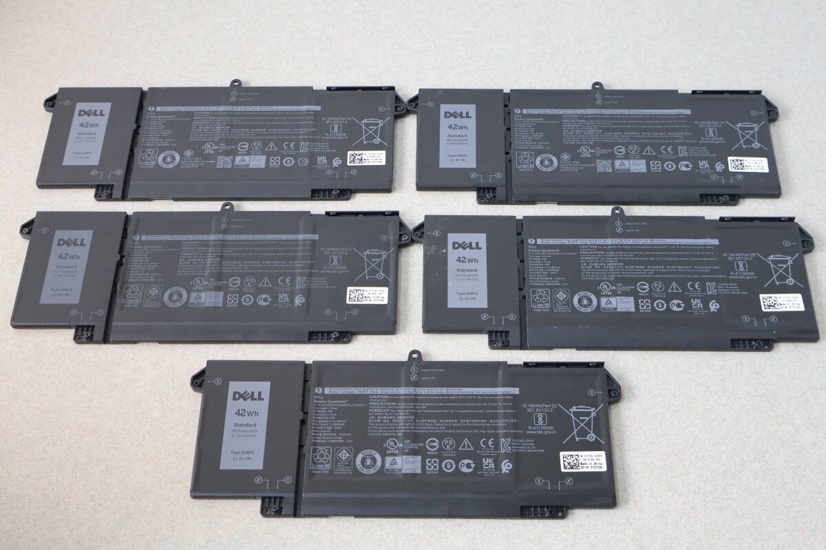 S1015(SLL) & 【5個セット】Dell 純正バッテリー 9JM71 11.4V 42Wh Latitude 5320 7320 7420 7520 対応
