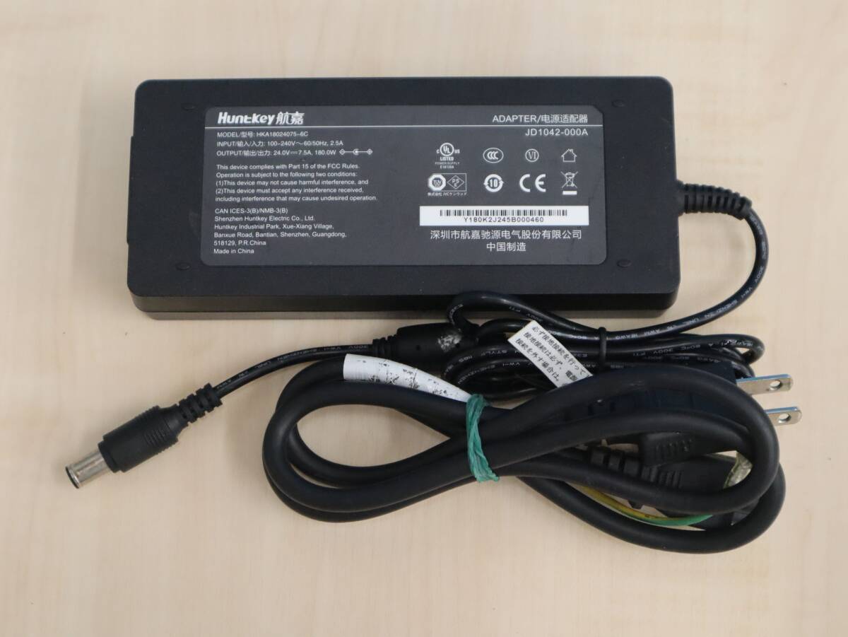 (S) Jackery ポータブル電源1000 純正 ACアダプター Huntkey HKA18024075-6C 180W 24V 7.5A JD1042-000A 電源コード付 動作品 (M0453 P)