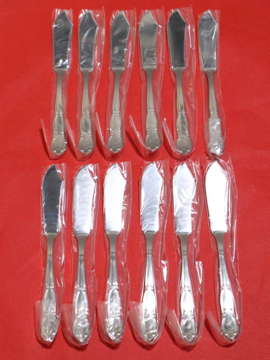 S1071 P Noritake 18-8ステンレス バターナイフ 12本セット カトラリー 卓上用 No.44A15 新品未使用 元箱付き