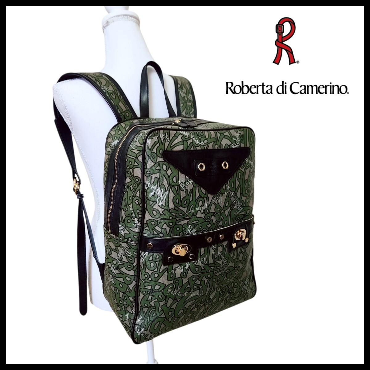 Roberta di Camerino ロベルタディカメリーノ 総柄 ターンロック バックパック リュック