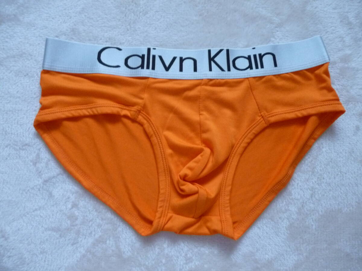 Calivn Klain　カルバンクライン　メンズ　ブリーフ　ウエストゴム　ロゴ入り　L　オレンジ