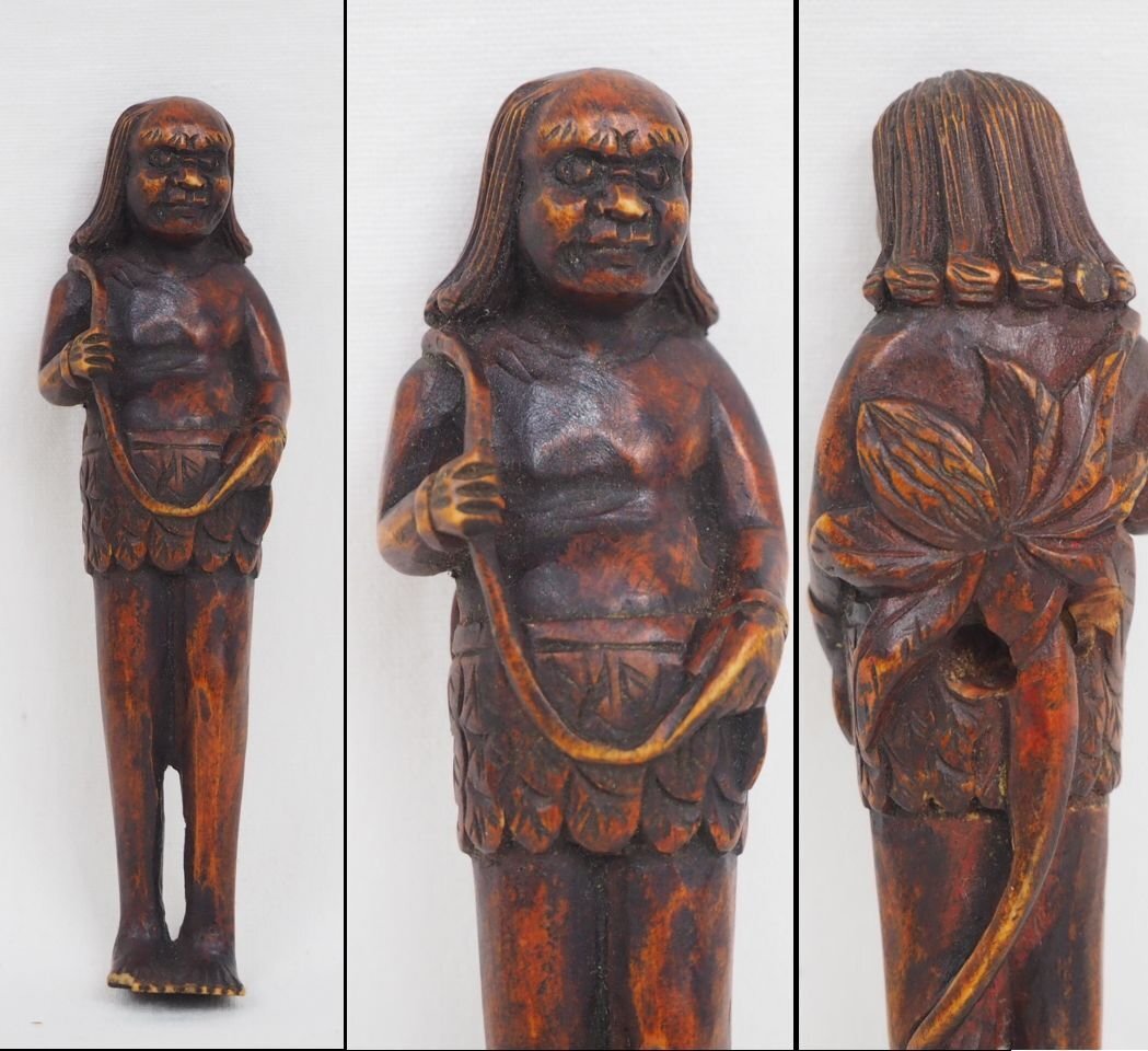 木彫り根付　提げ物　検/提げ物緒締玉根付印籠翡翠珊瑚琥珀印籠煙草入煙管中国古玩骨董e87