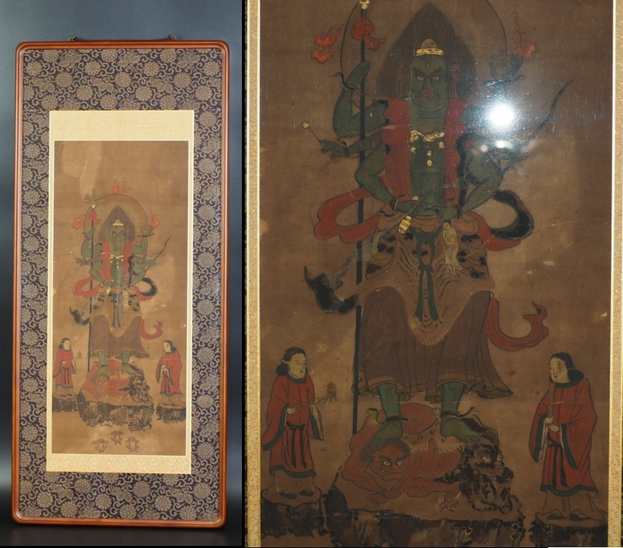 【金富士】値下げ中　～江戸　古い仏画 青面金剛 紙本肉筆　検/仏教美術　仏像・仏画　骨董古玩