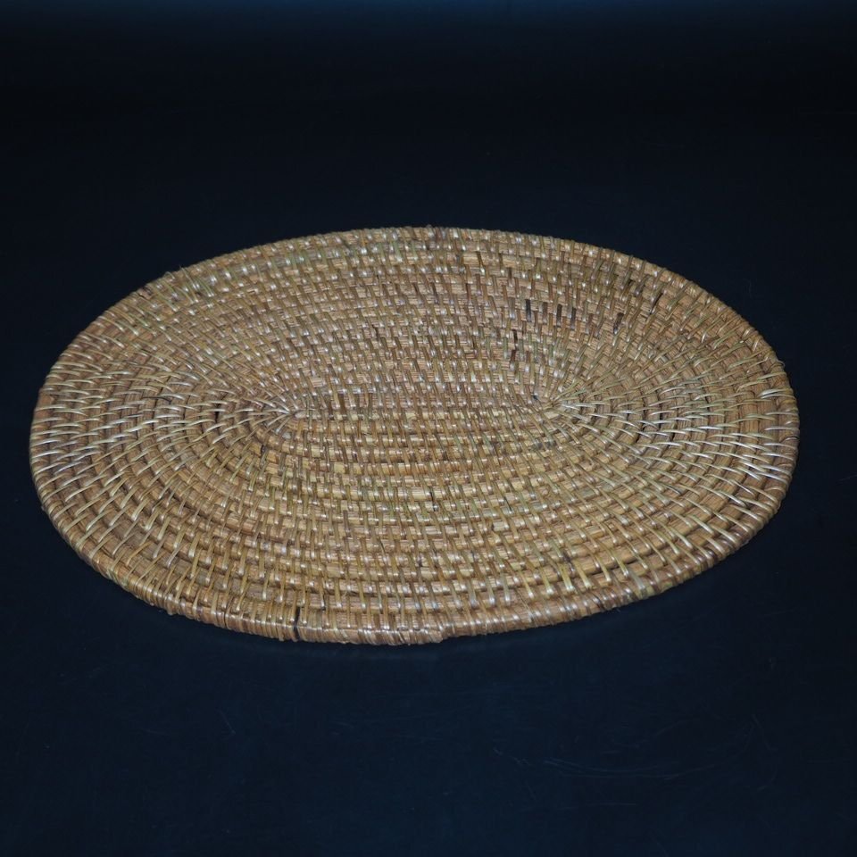 【金富士】未使用　籐編敷板　38×27ｃｍ　煎茶道具　茶道具/煎茶道具 　検//瓶床/急須台紫檀花梨唐木中国古玩清時代民国唐木