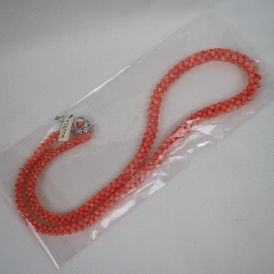 【金富士】未使用天然珊瑚ネックレス　長さ60ｃｍ　本物保証