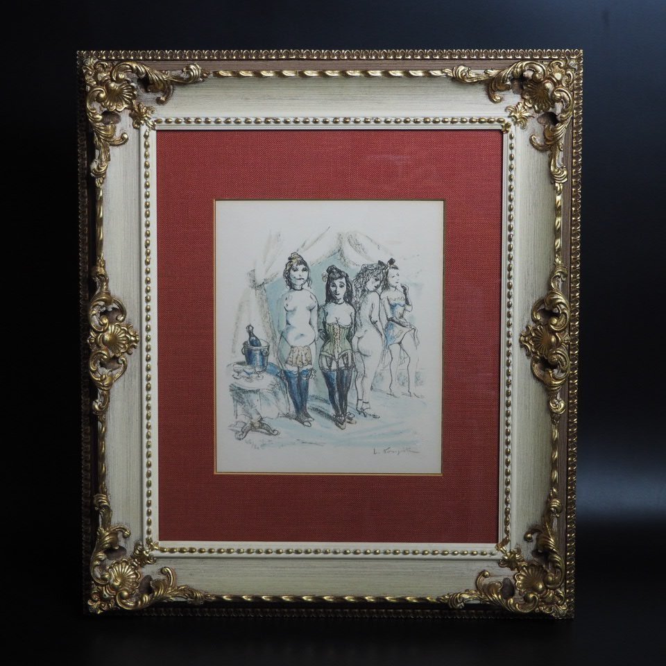 【金富士】直筆サイン　藤田嗣治　四十雀より『娼婦たち』ピエール タルタス版リトグラフ 46/80　検/草間彌生藤田嗣治