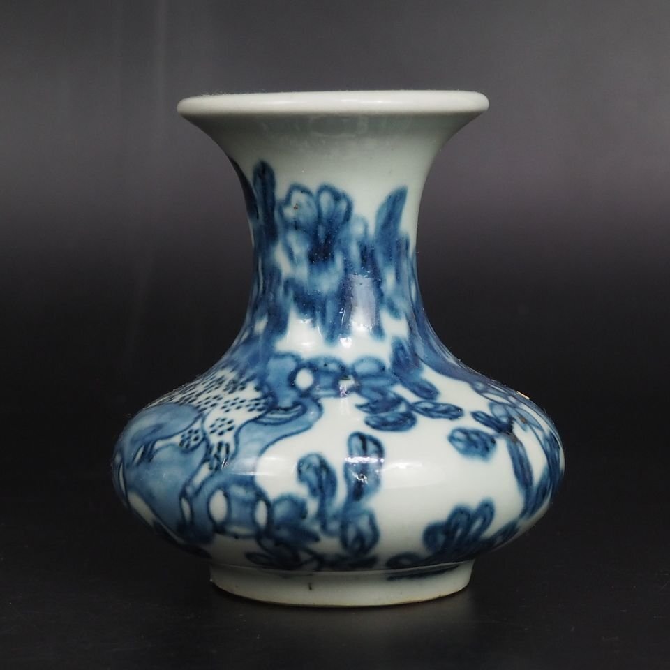 【金富士】旧家蔵出　時代青華/染付小瓶　高さ9.5ｃｍ 　検/骨董明代清代乾隆雍正嘉慶咸豊同治民国万歴宣徳