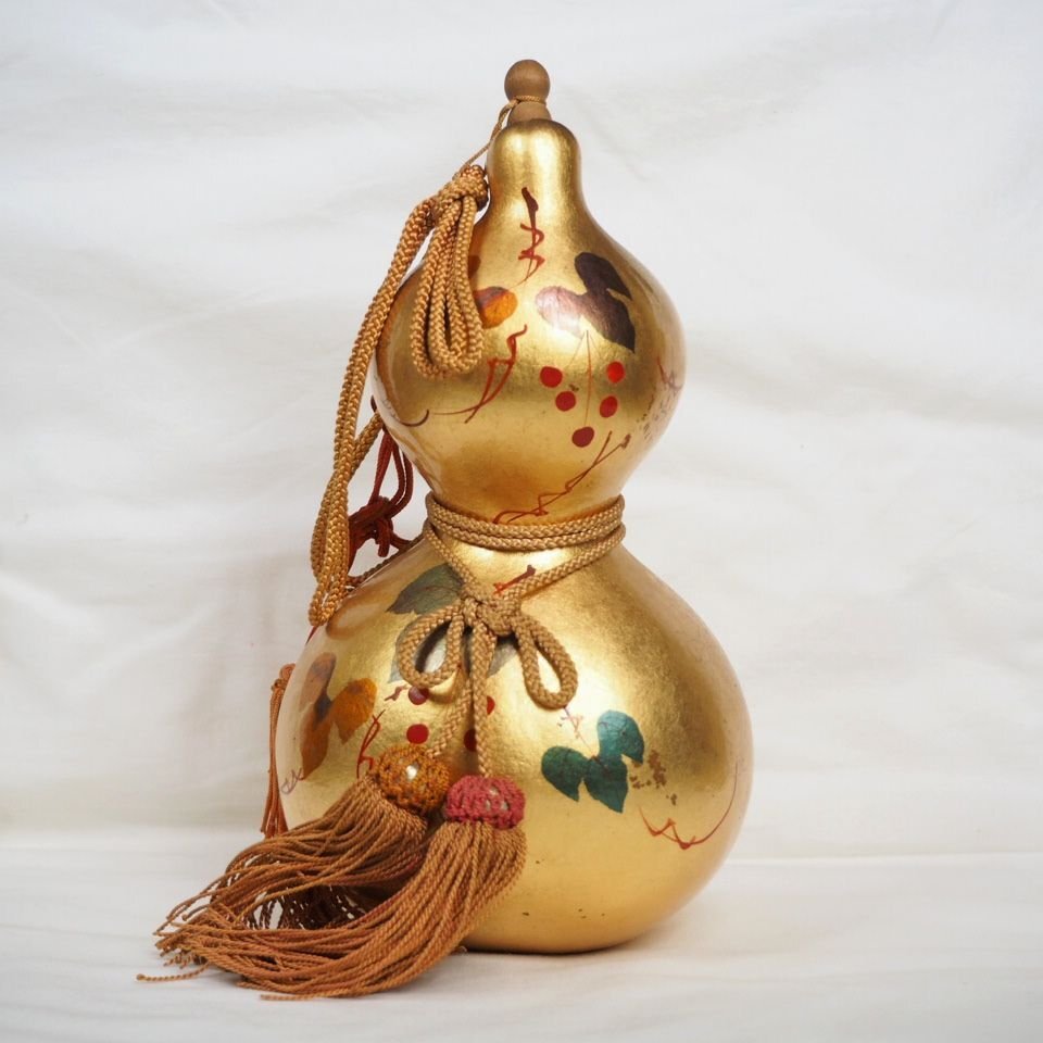 【金富士】本金箔仕上げ瓢箪　★希少★　煎茶飾 茶道具 床飾り　検/中国古玩骨董茶道具堆朱紫檀黒檀花梨清民国屈輪彫堆黒剔犀