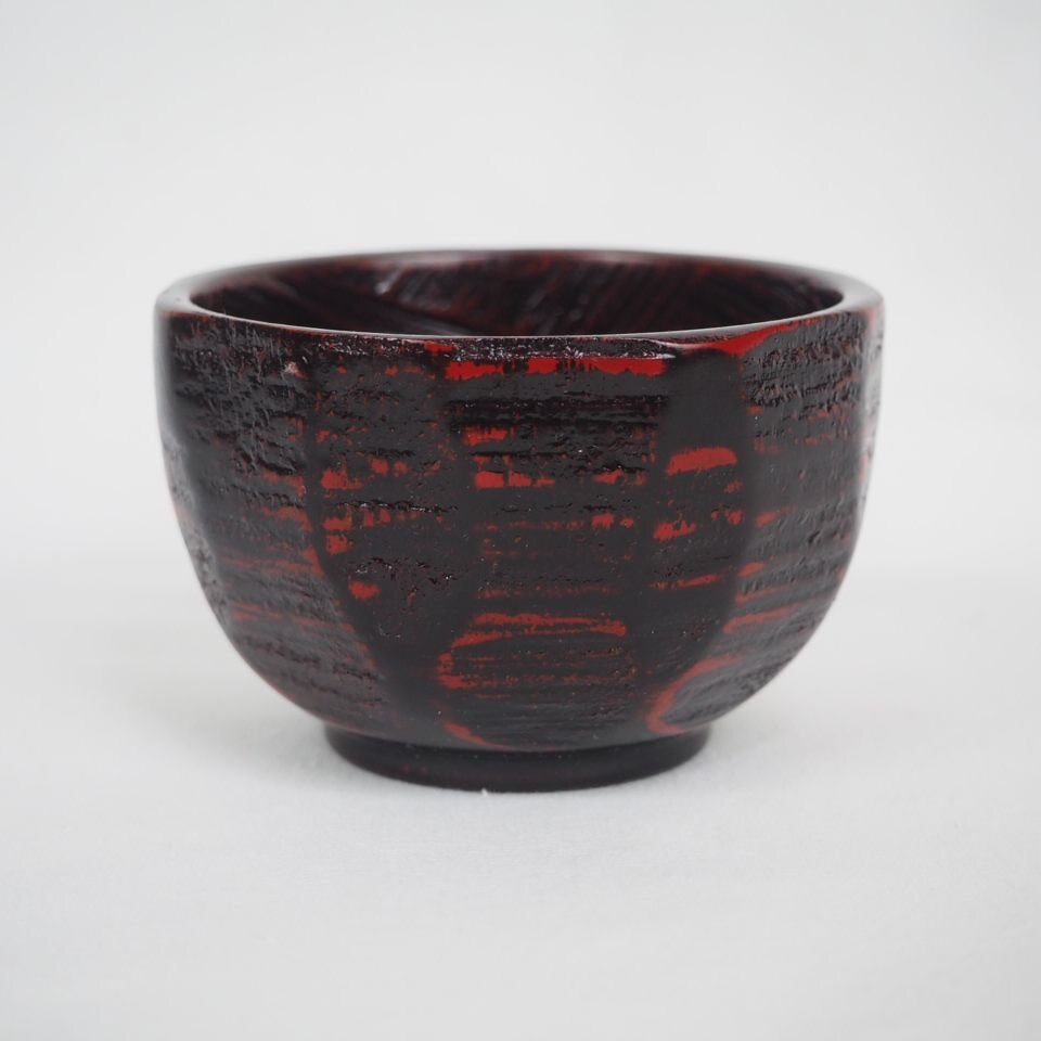 【金富士】根来塗　面取りぐい呑み　盃　酒器　★美品★　検/角偉三郎骨董中国古玩古美術漆器