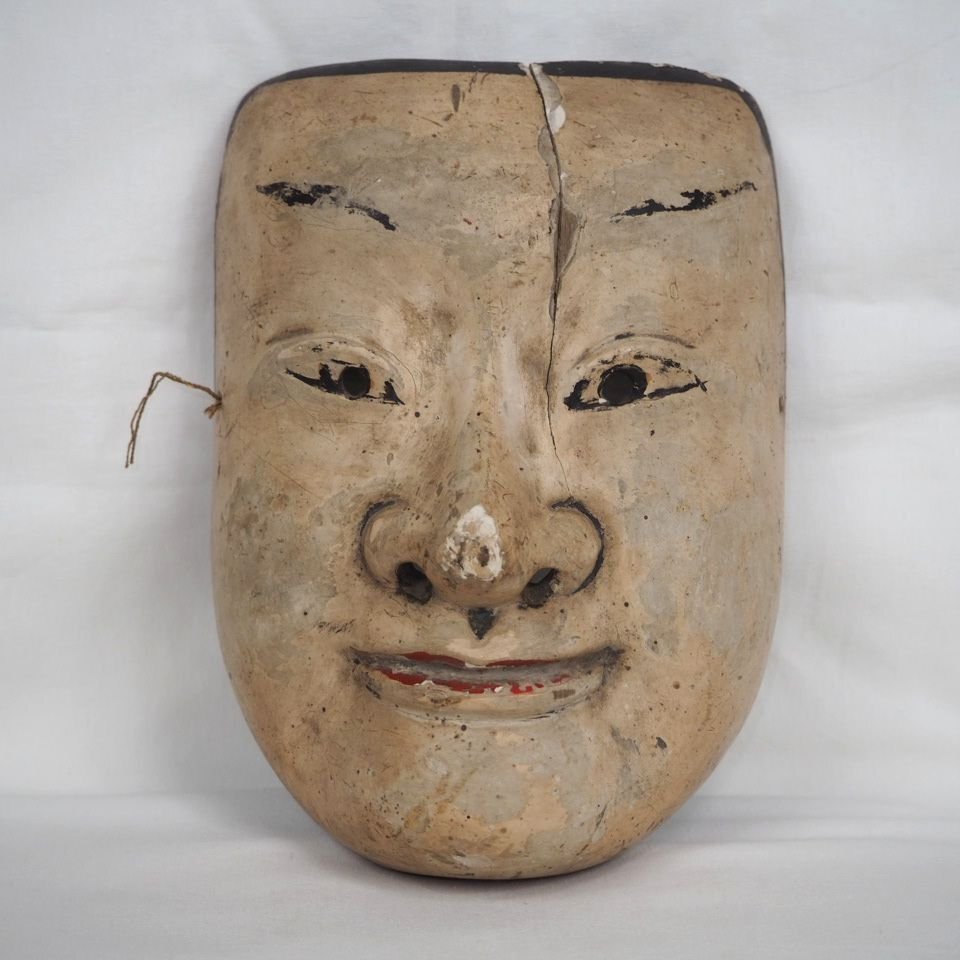 【金富士】博物館級　桃山時代　能面　男面　木彫彩色　★大珍品★　検/古玩骨董/長澤氏春舞楽面/伎楽面/狂言面/神楽面/雅楽面/能面