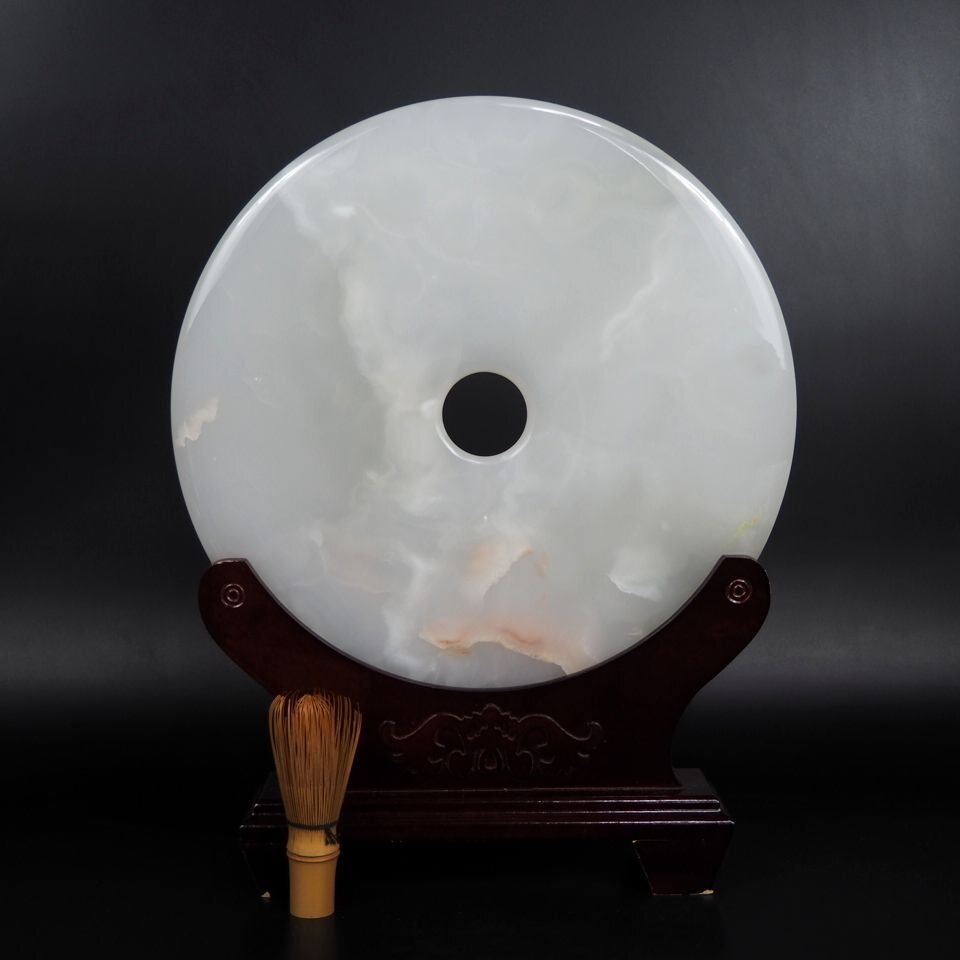 【金富士】値下げ中　迫力ある大型天然玉製置物　平安玉　径34ｃｍ　検/翡翠珊瑚琥珀瑪瑙古玩骨董中国