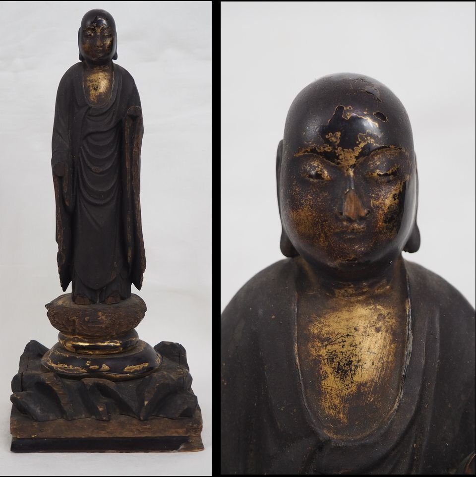 【金富士】江戸期　木彫仏像　高さ22.7ｃｍ　仏教美術　 検/琥珀珊瑚翡翠仏像観音如来仏具