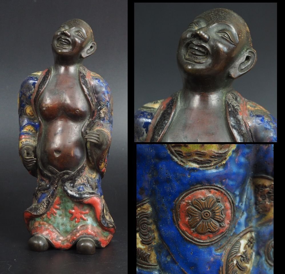【金富士】江戸中期　七宝　置物　高18.5ｃｍ　大珍品　検/銀瓶鉄瓶茶托茶壺古錫玉川堂高岡佐渡銅器龍文堂亀文堂湯