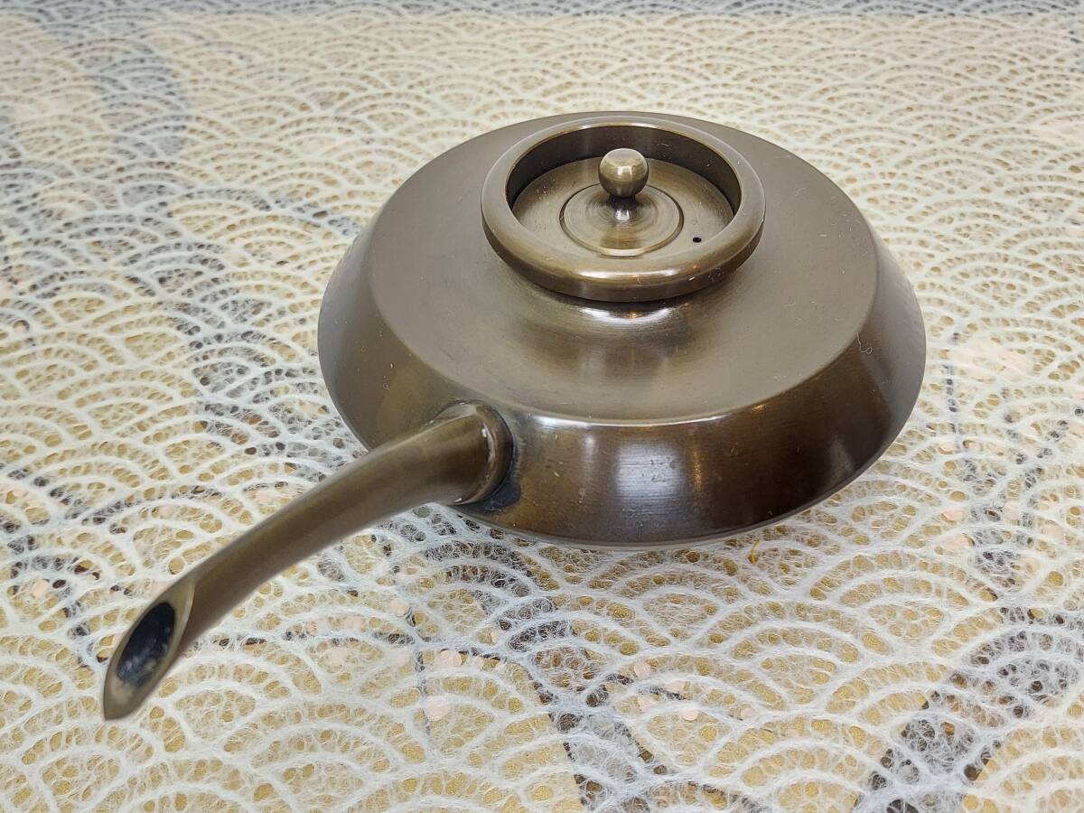 K05-0730　茶道具 金属工芸 花水注 唐銅製 七事式 茶事