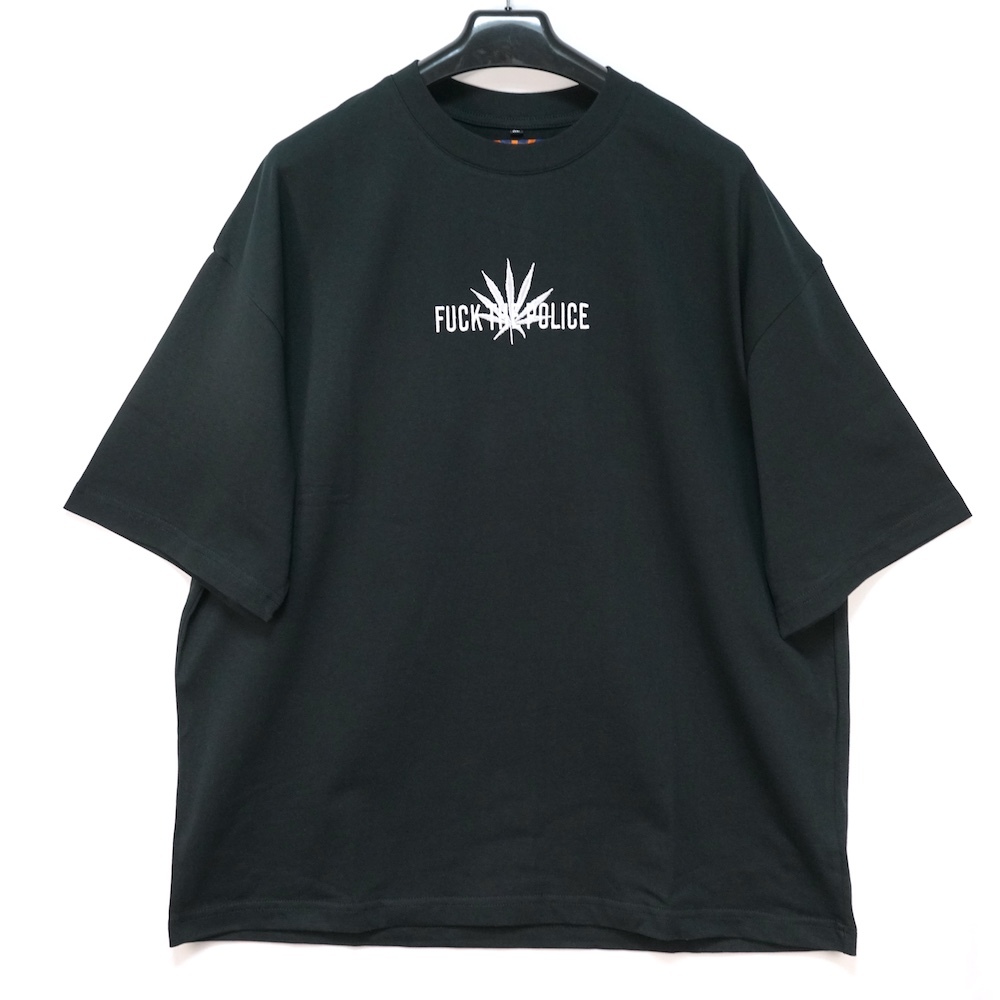 BUDS POOL バッズプール APHRODITE GANG HOLDINGS FUCK THE POLICE ファックザポリス 刺繍 Tシャツ ブラック コットン XLサイズ