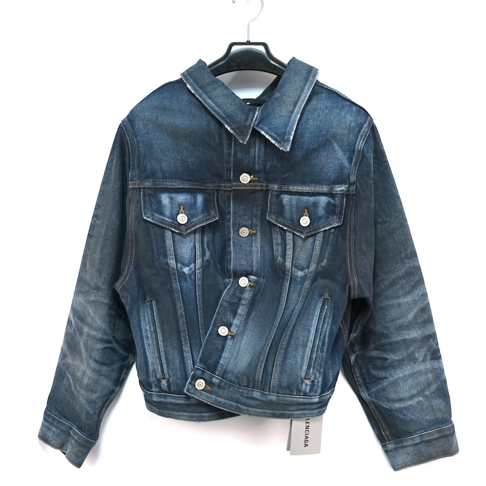 BALENCIAGA バレンシアガ Swing Jacket スイング デニム ジャケット USED ヴィンテージ加工 Gジャン ブルー 38サイズ 697868 TDW14